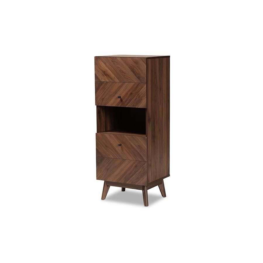 Hartman Mid-Century Modern Walnut Brown Finished Wood Storage Cabinet. Picture 1