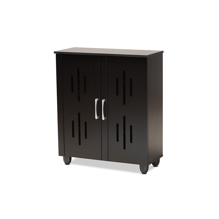 Renley Modern and Contemporary Black Finished Wood 2-Door Shoe Storage Cabinet. Picture 1