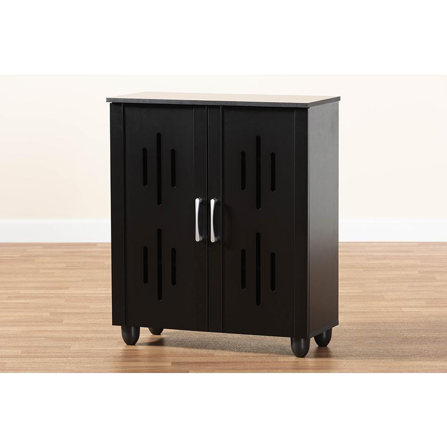 Renley Modern and Contemporary Black Finished Wood 2-Door Shoe Storage Cabinet. Picture 10
