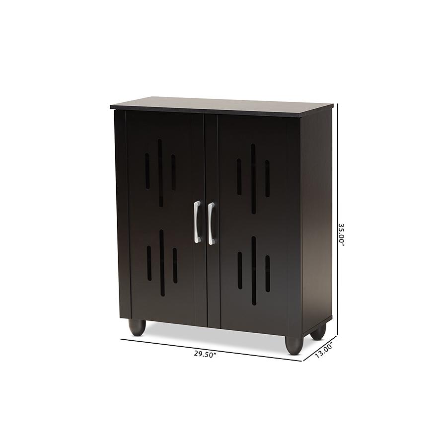 Renley Modern and Contemporary Black Finished Wood 2-Door Shoe Storage Cabinet. Picture 11