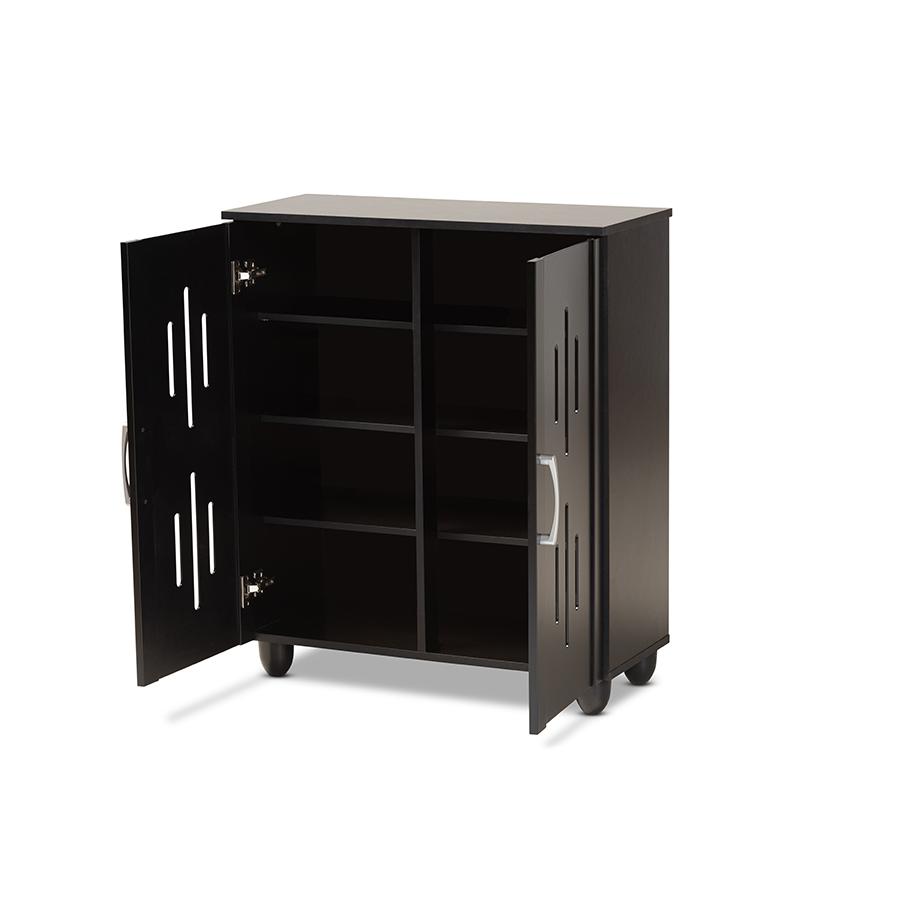 Renley Modern and Contemporary Black Finished Wood 2-Door Shoe Storage Cabinet. Picture 2