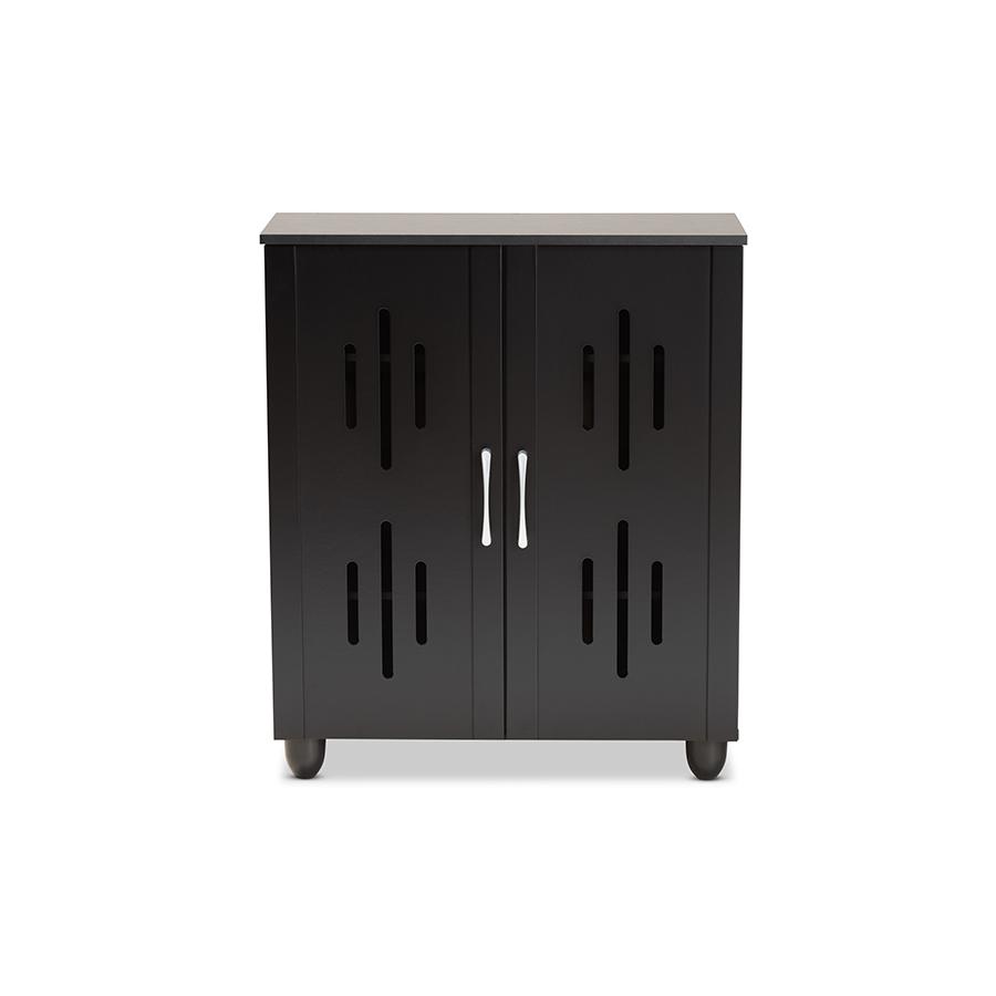 Renley Modern and Contemporary Black Finished Wood 2-Door Shoe Storage Cabinet. Picture 3