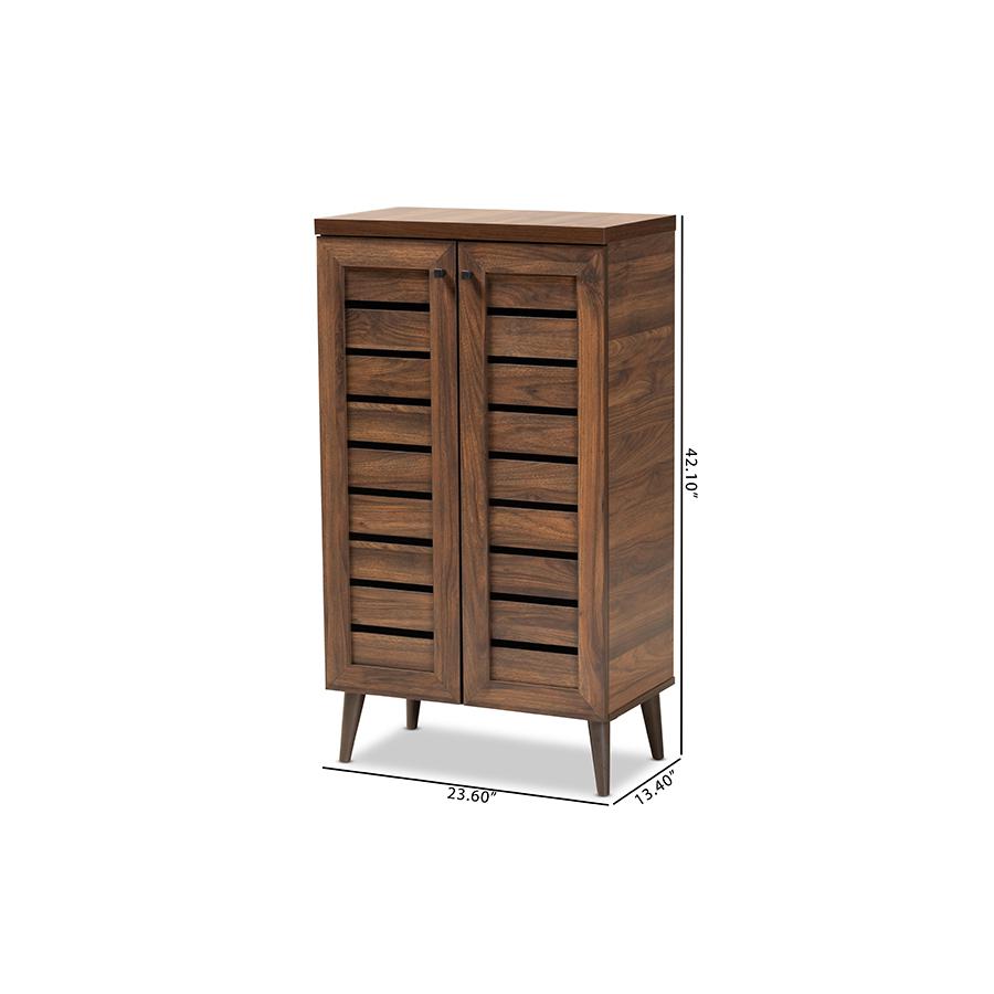 Walnut Brown Finished Wood 2-Door Shoe Storage Cabinet. Picture 11