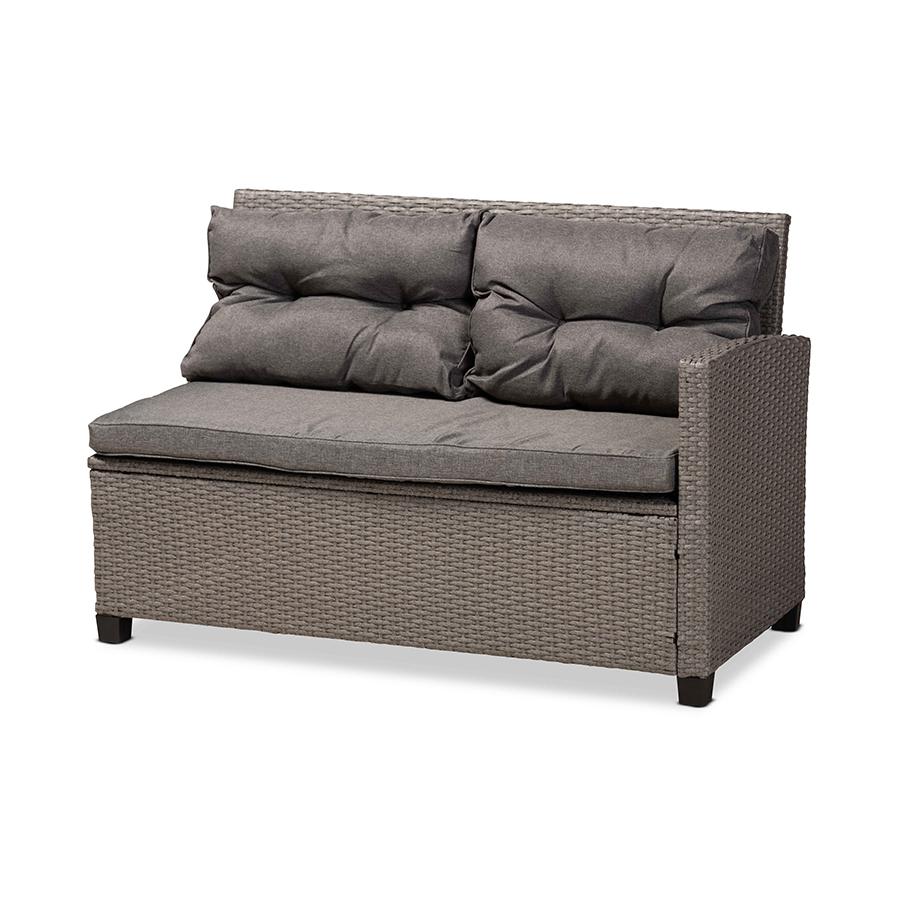 Baxton Studio Darian Modern and Contemporary Grey Fabric Upholstered and Grey Synthetic Rattan 4-Piece Patio Set. Picture 5