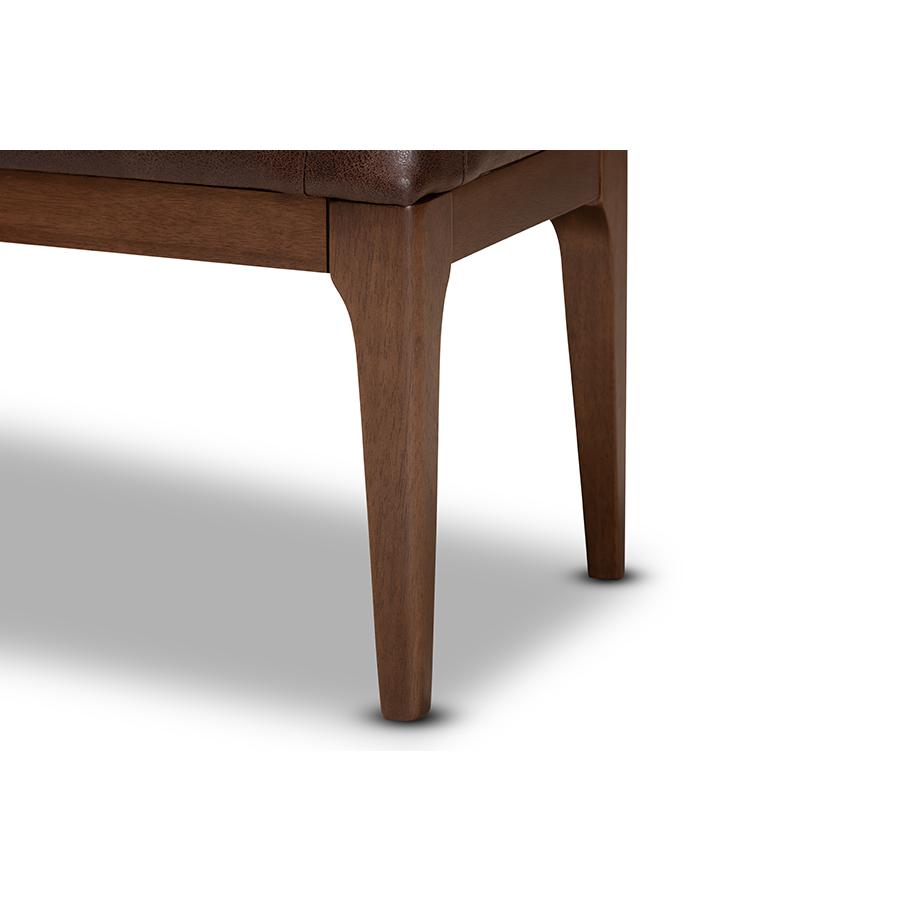 Walnut Brown Finished Wood Dining Bench. Picture 4