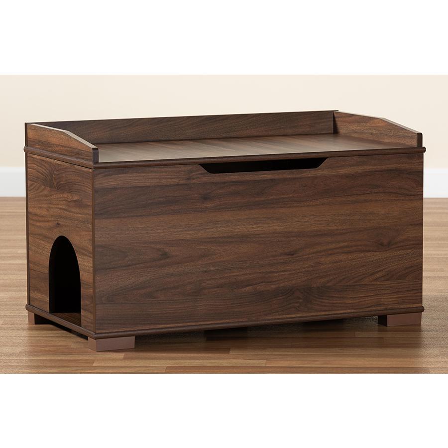 Walnut Brown Finished Wood Cat Litter Box Cover House. Picture 12