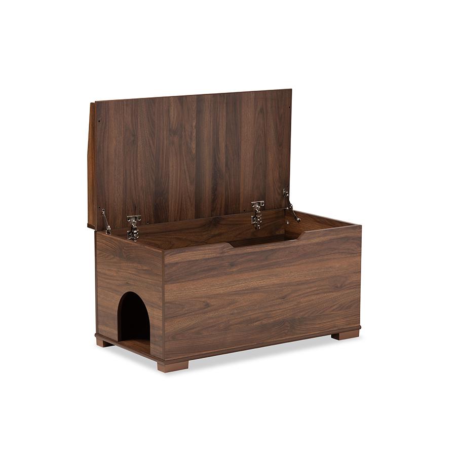 Walnut Brown Finished Wood Cat Litter Box Cover House. Picture 2