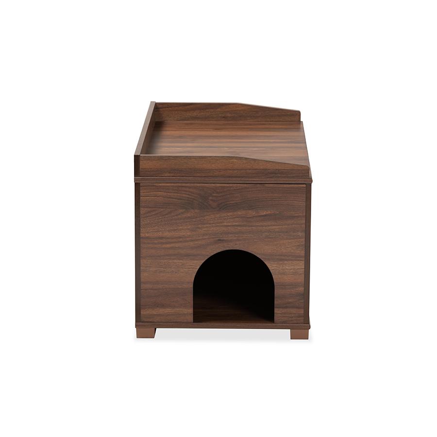 Walnut Brown Finished Wood Cat Litter Box Cover House. Picture 4