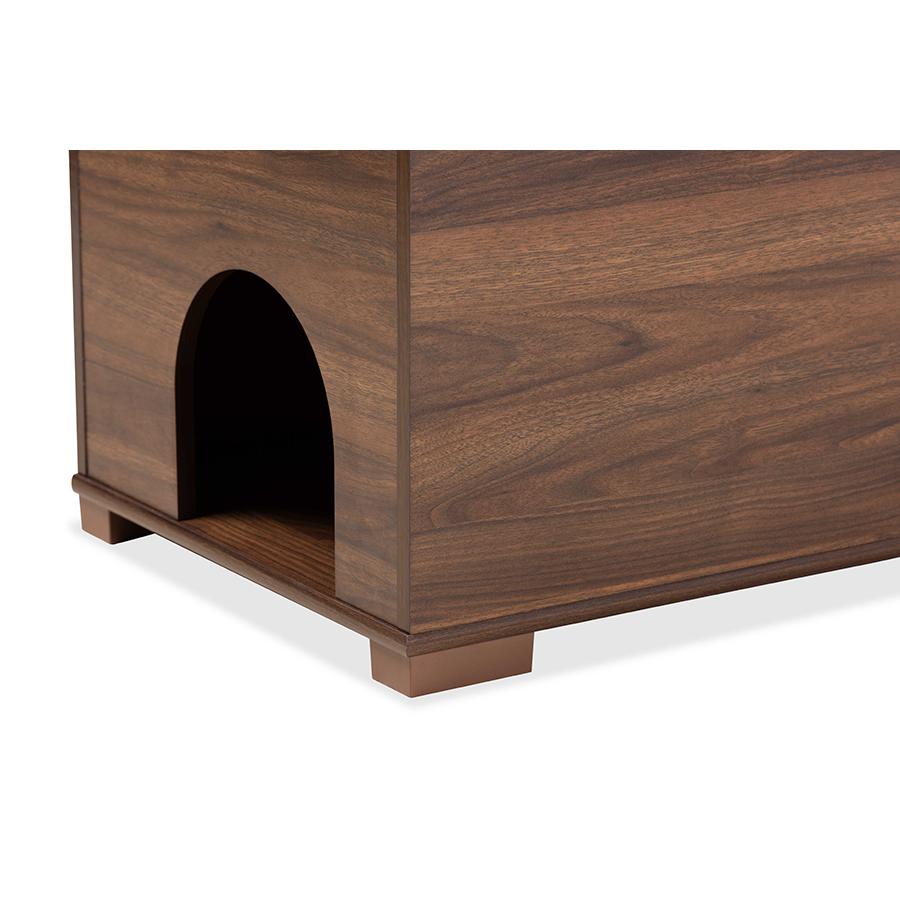 Walnut Brown Finished Wood Cat Litter Box Cover House. Picture 8
