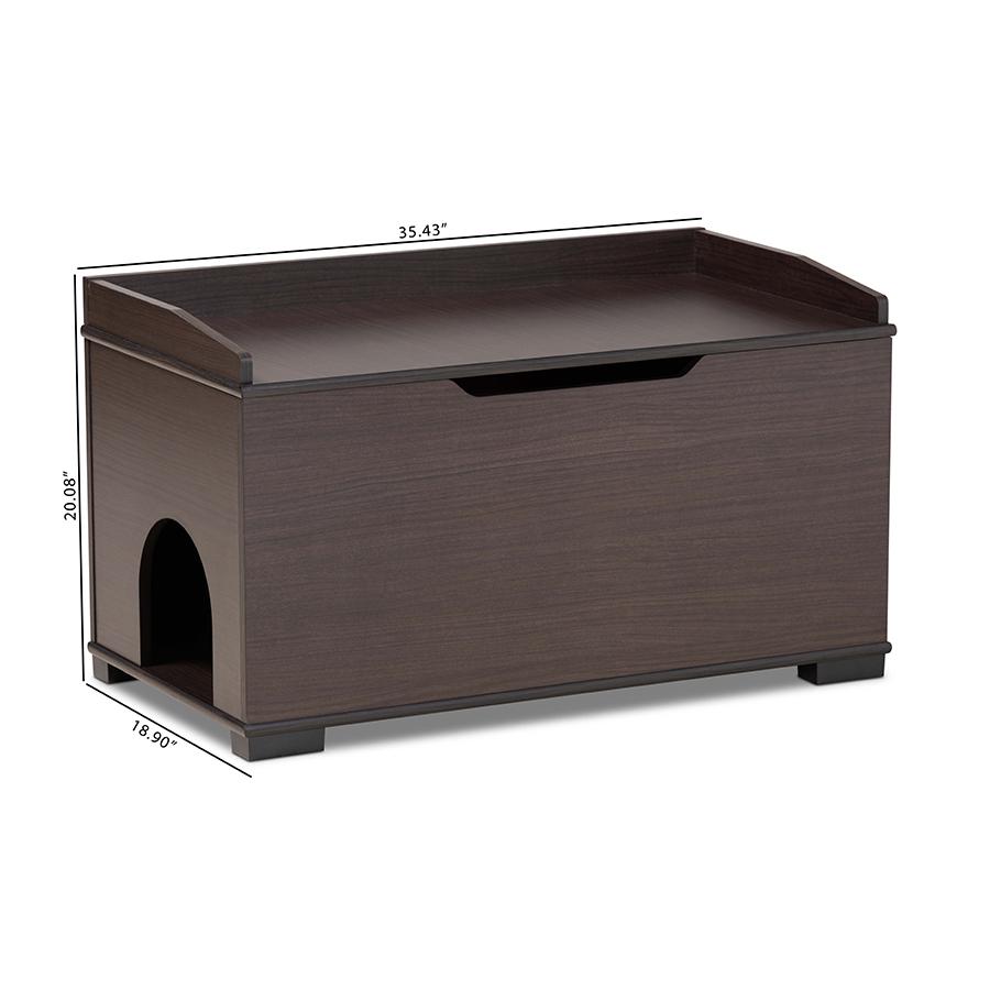 Dark Brown Finished Wood Cat Litter Box Cover House. Picture 13