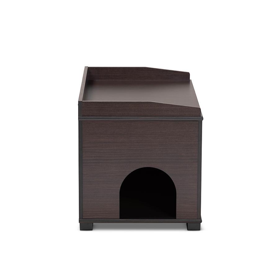 Dark Brown Finished Wood Cat Litter Box Cover House. Picture 4