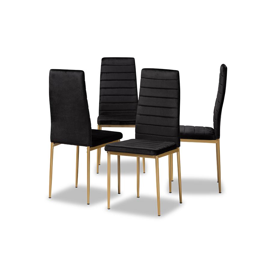 Gold Finished Metal 4-Piece Dining Chair Set. Picture 1