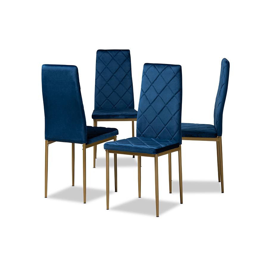 Gold Finished Metal 4-Piece Dining Chair Set. Picture 1