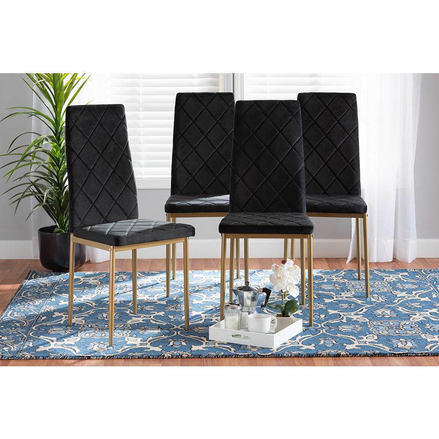 Gold Finished Metal 4-Piece Dining Chair Set. Picture 6