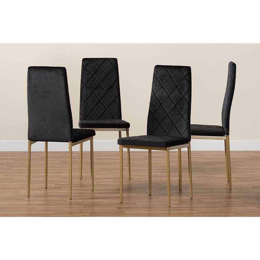 Gold Finished Metal 4-Piece Dining Chair Set. Picture 7