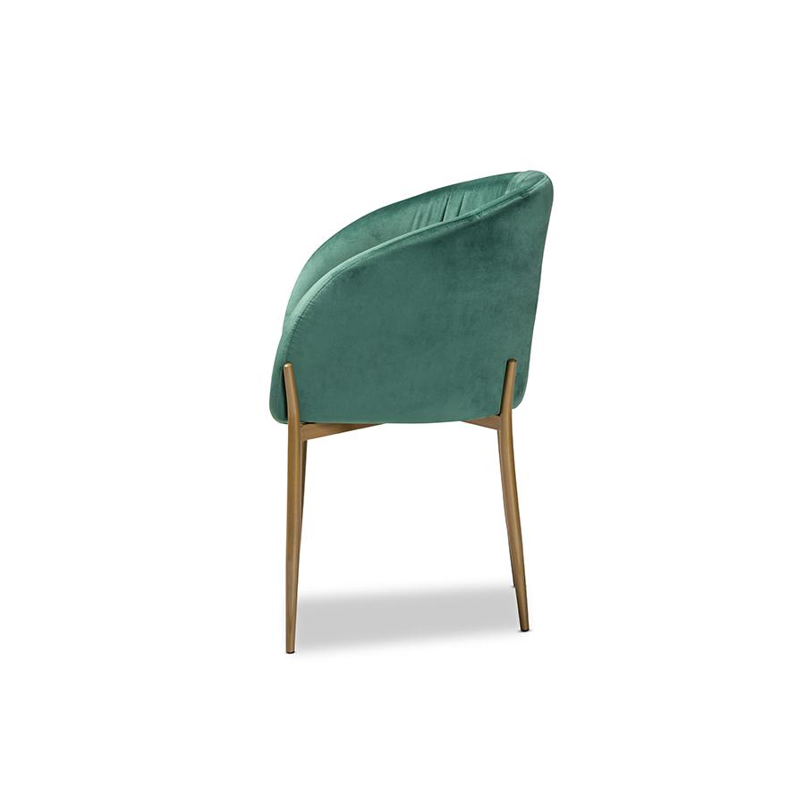 Baxton Studio Ballard Modern Luxe and Glam Green Velvet Fabric Upholstered and Gold Finished Metal Dining Chair. Picture 4