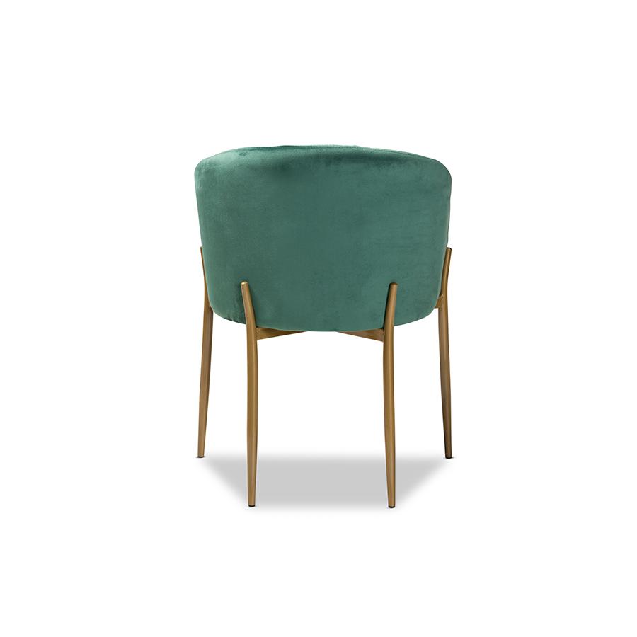 Baxton Studio Ballard Modern Luxe and Glam Green Velvet Fabric Upholstered and Gold Finished Metal Dining Chair. Picture 5