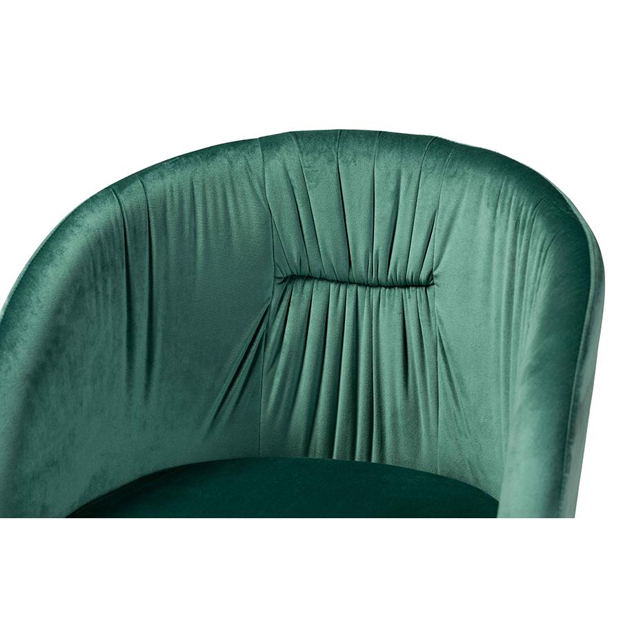 Baxton Studio Ballard Modern Luxe and Glam Green Velvet Fabric Upholstered and Gold Finished Metal Dining Chair. Picture 6