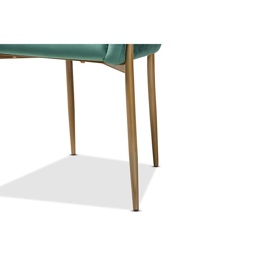 Baxton Studio Ballard Modern Luxe and Glam Green Velvet Fabric Upholstered and Gold Finished Metal Dining Chair. Picture 7