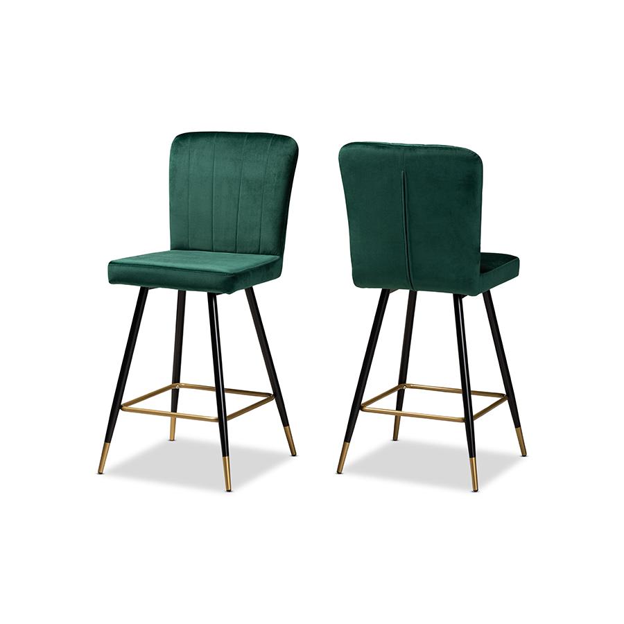 Gold Finished Metal 2-Piece Bar Stool Set. Picture 1
