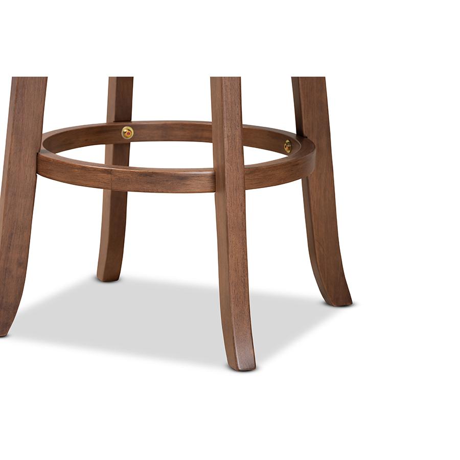Walnut Brown Finished Wood 2-Piece Bar Stool Set. Picture 5
