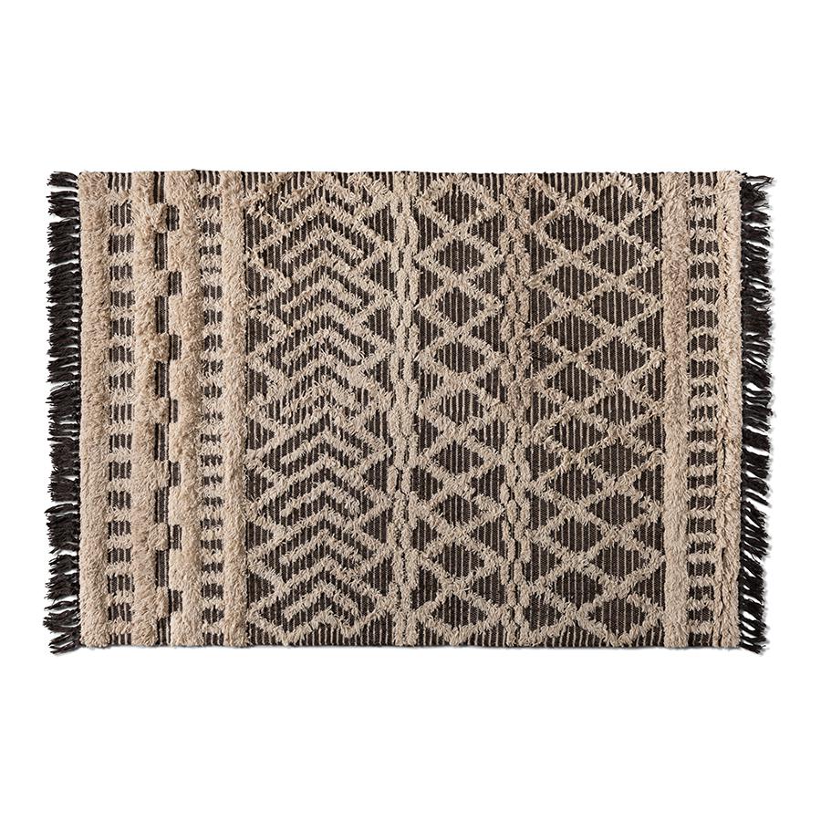 Heino Modern and Contemporary Ivory and Charcoal Handwoven Wool Area Rug. Picture 1