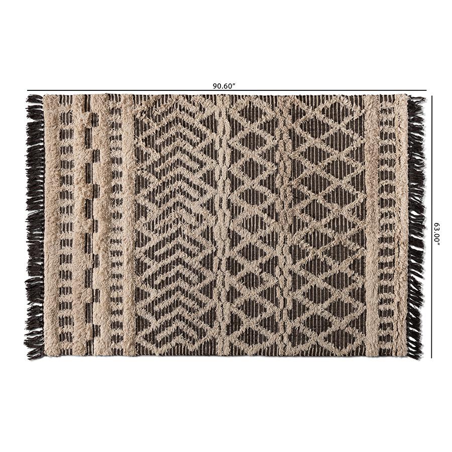 Heino Modern and Contemporary Ivory and Charcoal Handwoven Wool Area Rug. Picture 4