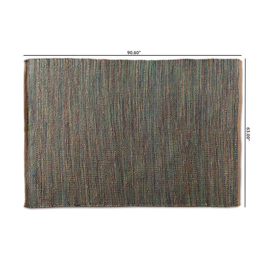 Baxton Studio Michigan Modern and Contemporary Blue Handwoven Hemp Blend Area Rug. Picture 4