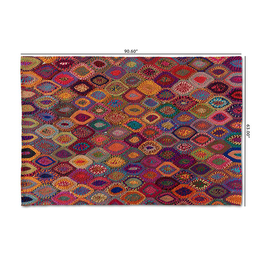 Addis Modern and Contemporary Multi-Colored Handwoven Fabric Area Rug. Picture 4