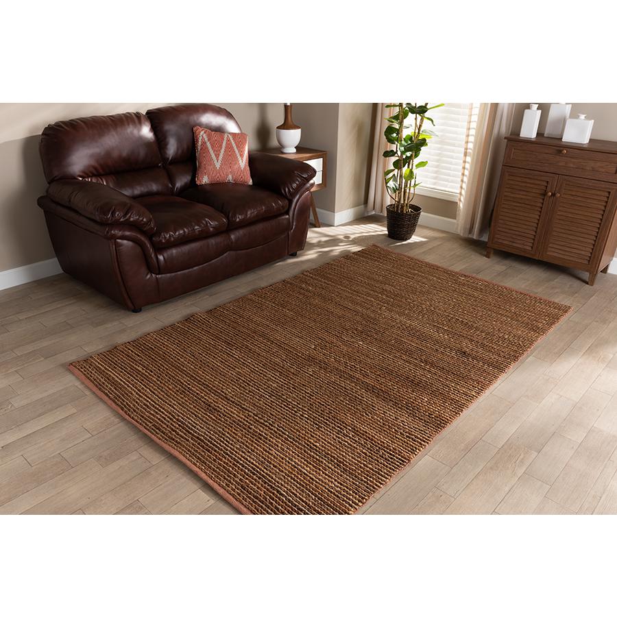 Zaguri Modern and Contemporary Natural Handwoven Leather Blend Area Rug. Picture 3