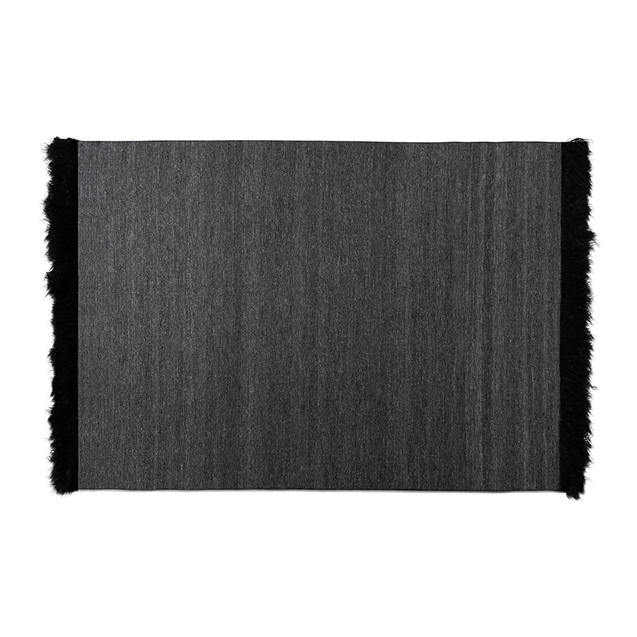 Dark Grey and Black Handwoven Wool Blend Area Rug. Picture 1