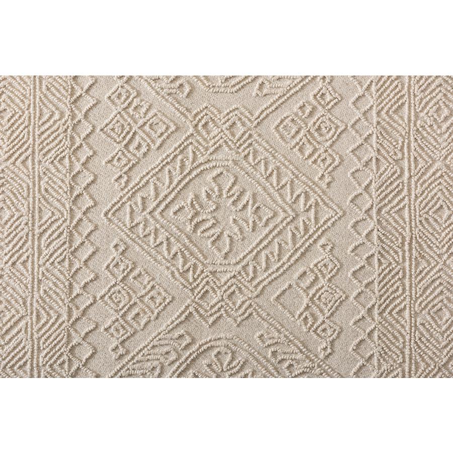 Baxton Studio Linwood Modern and Contemporary Ivory Hand-Tufted Wool Area Rug. Picture 2