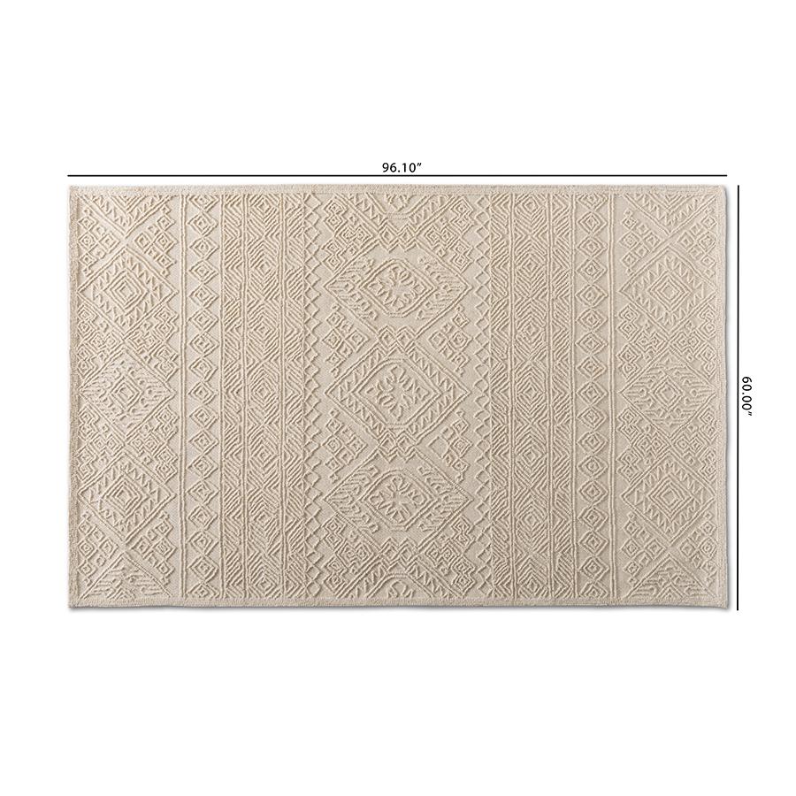 Baxton Studio Linwood Modern and Contemporary Ivory Hand-Tufted Wool Area Rug. Picture 4