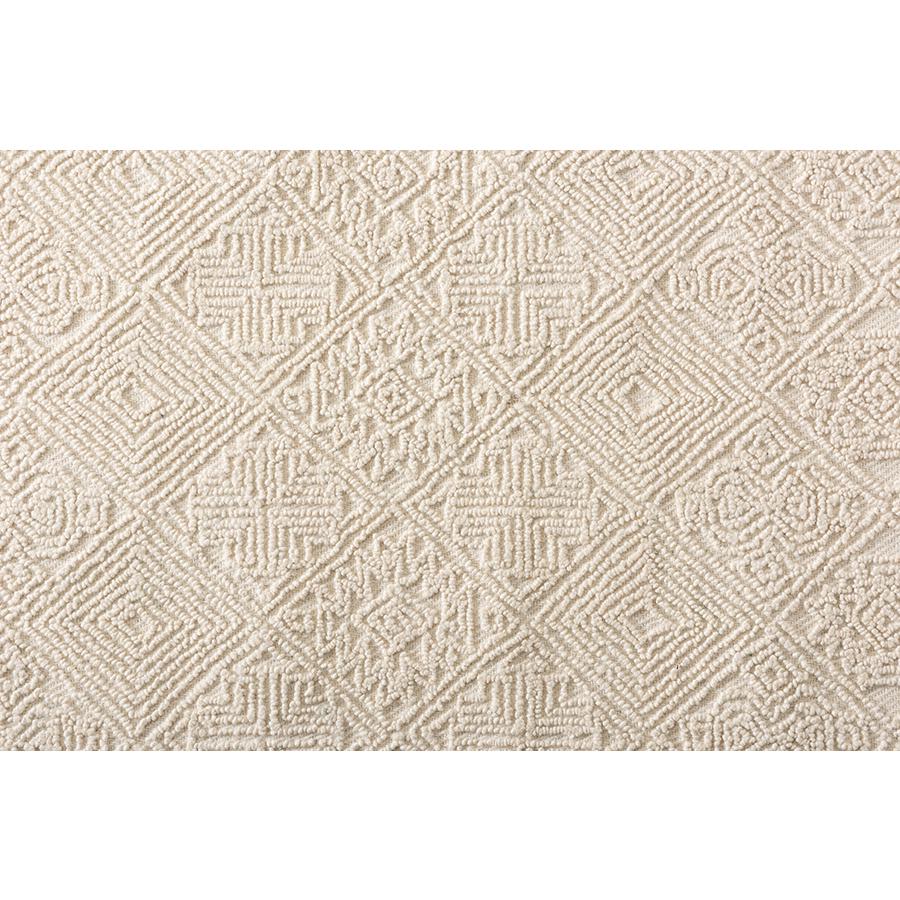 Baxton Studio Meltem Modern and Contemporary Ivory Handwoven Wool Area Rug. Picture 2
