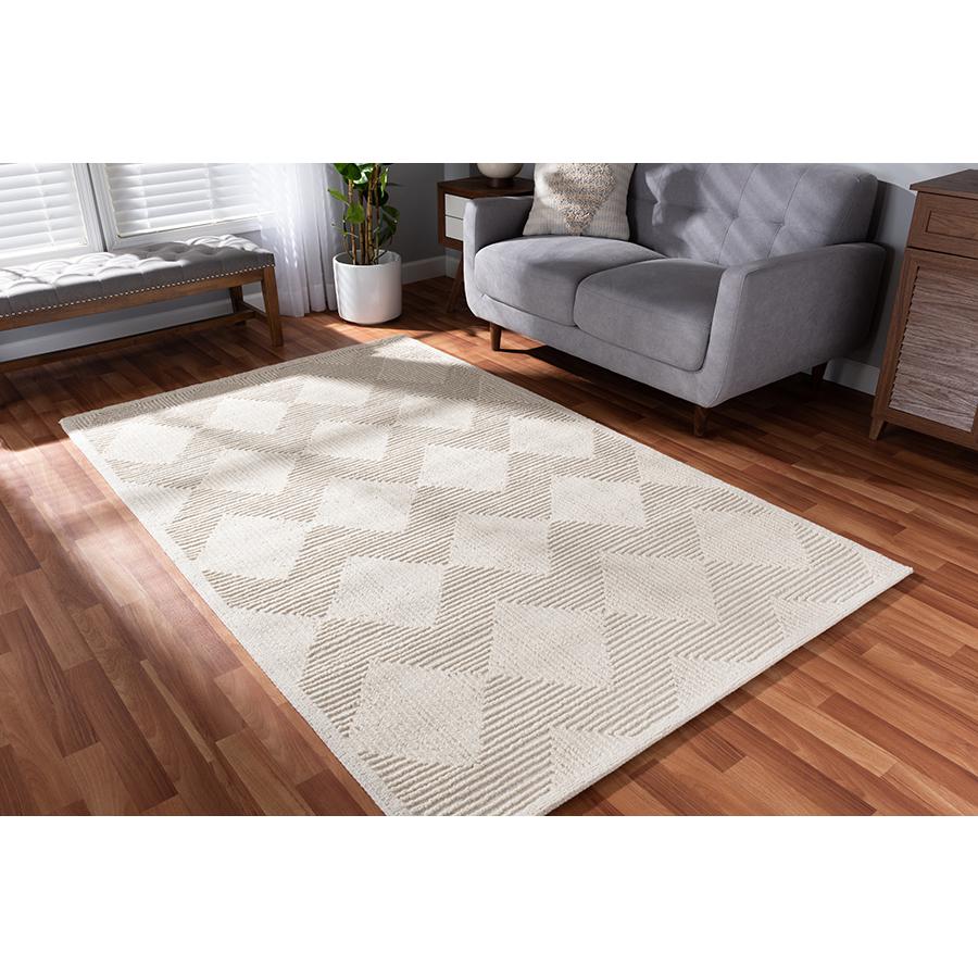 Baxton Studio Sovanna Modern and Contemporary Ivory Hand-Tufted Wool Area Rug. Picture 3