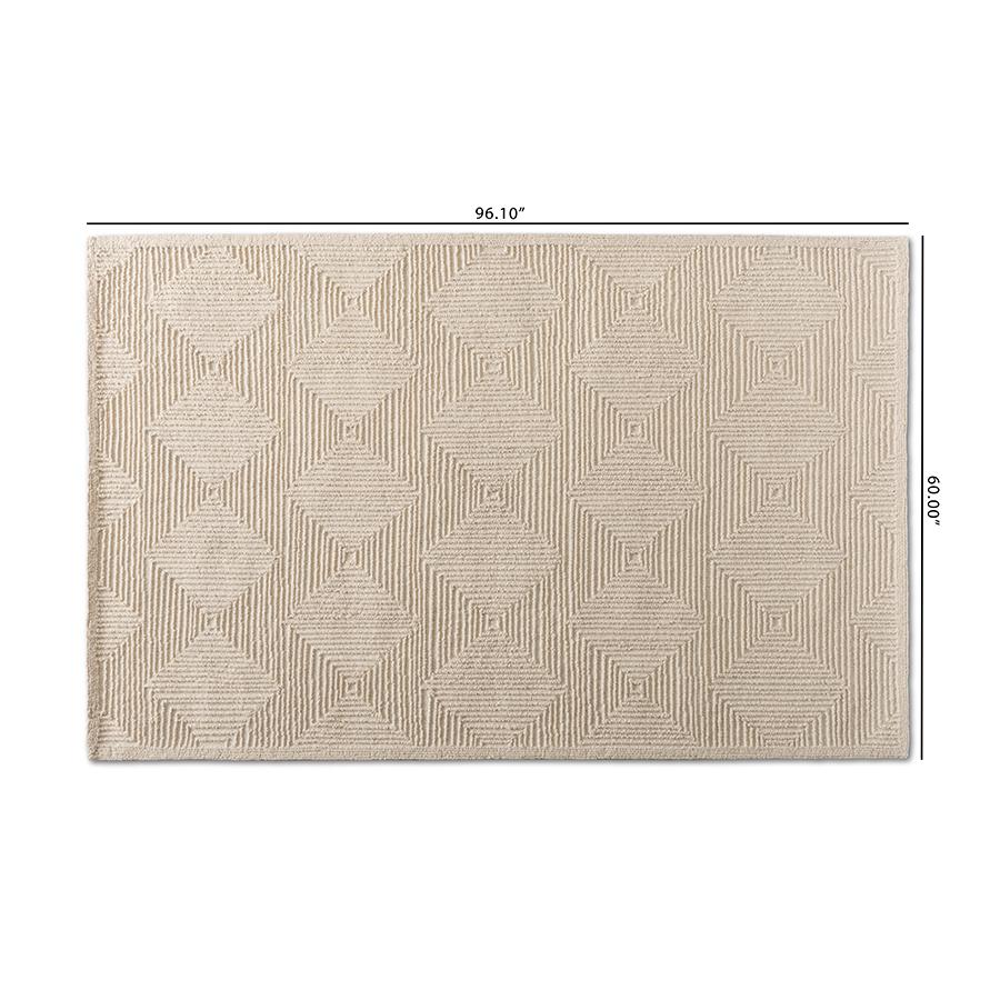 Baxton Studio Sovanna Modern and Contemporary Ivory Hand-Tufted Wool Area Rug. Picture 4
