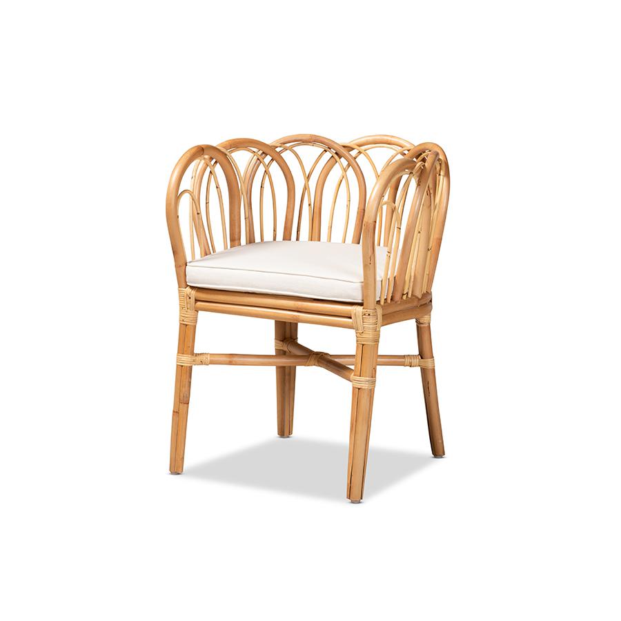 bali & pari Melody Modern and Contemporary Natural Finished Rattan Dining Chair. Picture 1