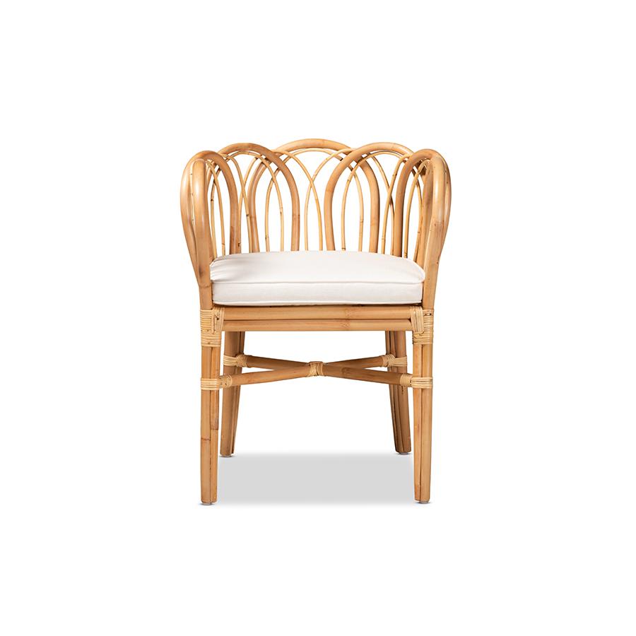 bali & pari Melody Modern and Contemporary Natural Finished Rattan Dining Chair. Picture 2