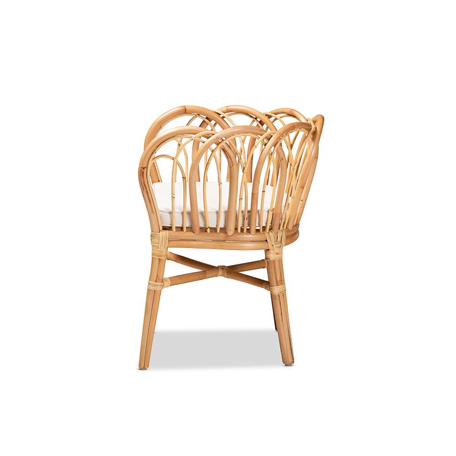 bali & pari Melody Modern and Contemporary Natural Finished Rattan Dining Chair. Picture 3