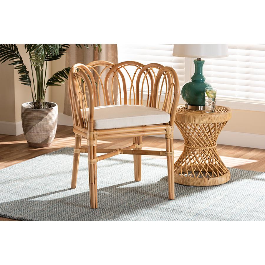 bali & pari Melody Modern and Contemporary Natural Finished Rattan Dining Chair. Picture 6