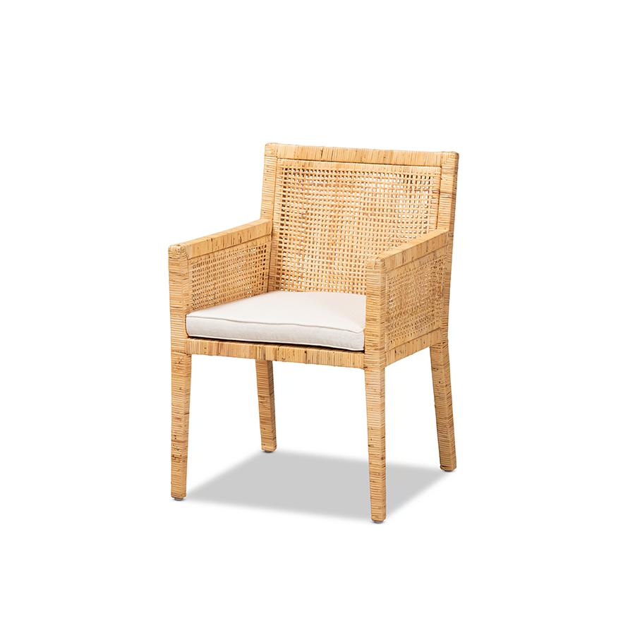 Natural Finished Wood and Rattan Dining Chair. Picture 1
