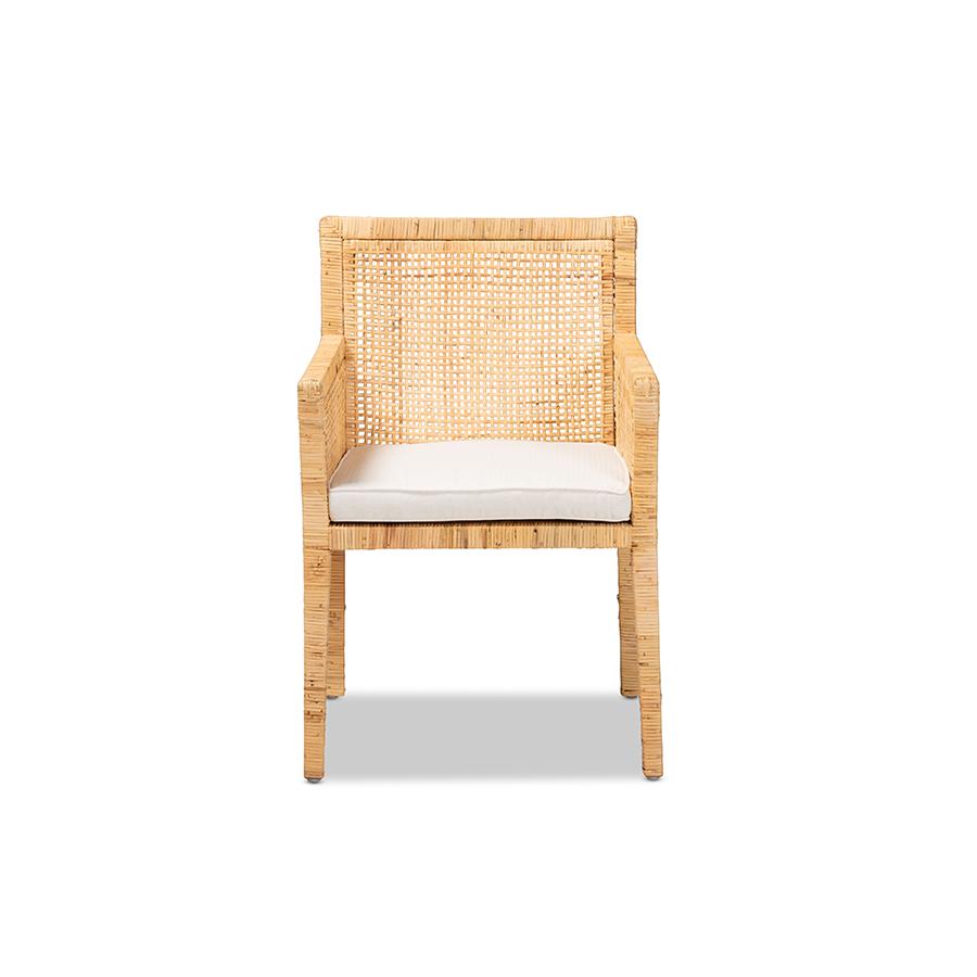 Natural Finished Wood and Rattan Dining Chair. Picture 2