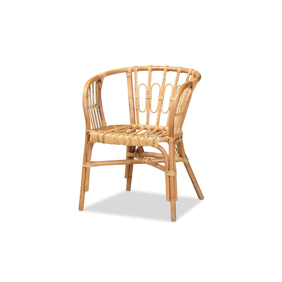 bali & pari Luxio Modern and Contemporary Natural Finished Rattan Dining Chair. Picture 1