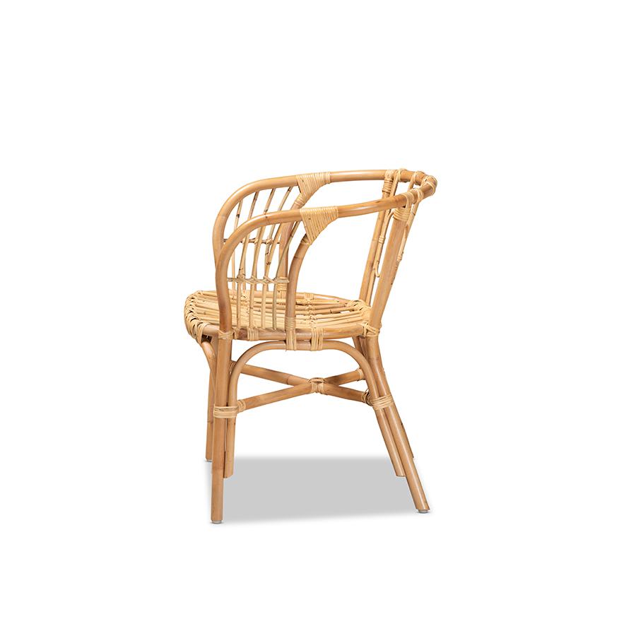 bali & pari Luxio Modern and Contemporary Natural Finished Rattan Dining Chair. Picture 3
