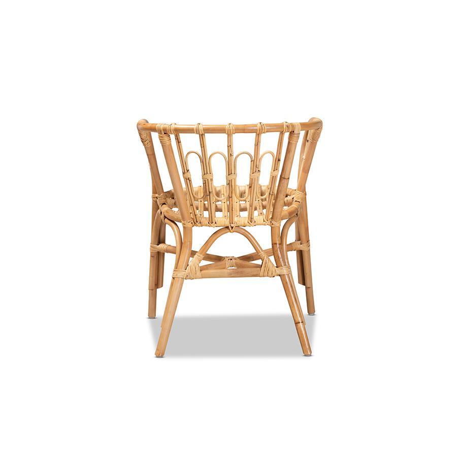 bali & pari Luxio Modern and Contemporary Natural Finished Rattan Dining Chair. Picture 4