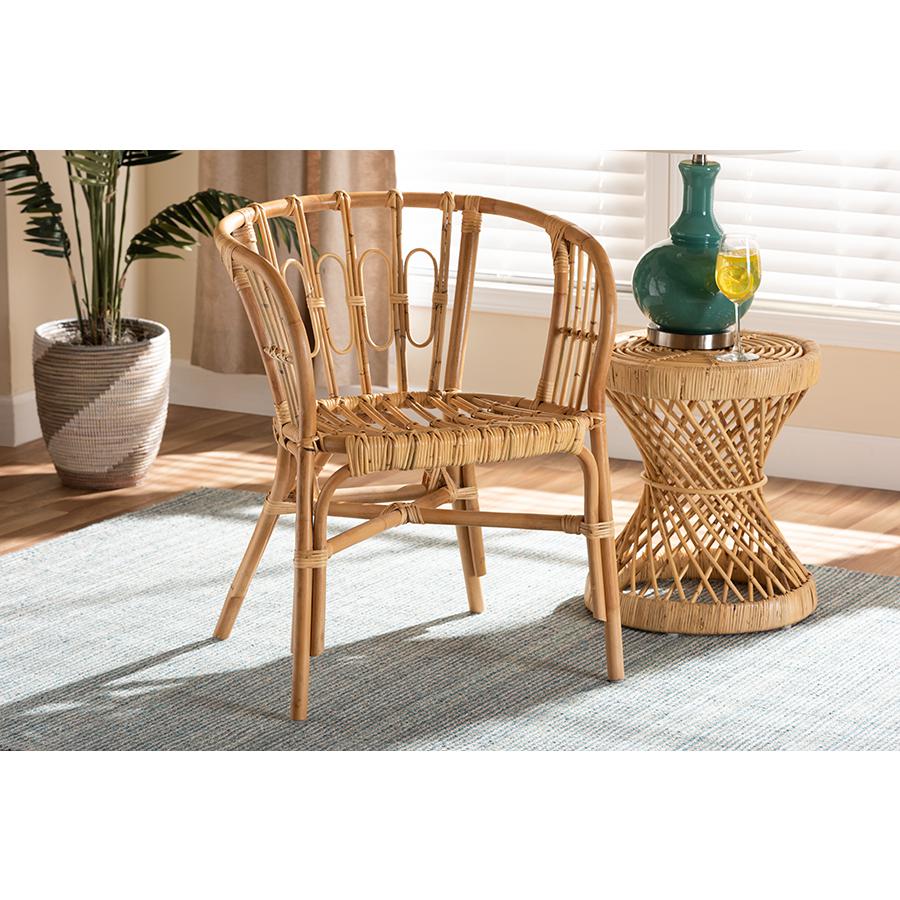 bali & pari Luxio Modern and Contemporary Natural Finished Rattan Dining Chair. Picture 6