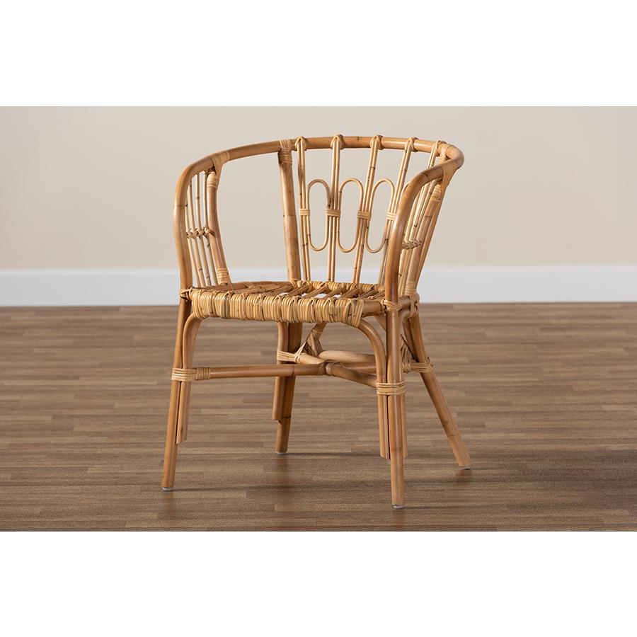 bali & pari Luxio Modern and Contemporary Natural Finished Rattan Dining Chair. Picture 7