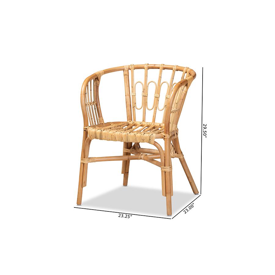 bali & pari Luxio Modern and Contemporary Natural Finished Rattan Dining Chair. Picture 8