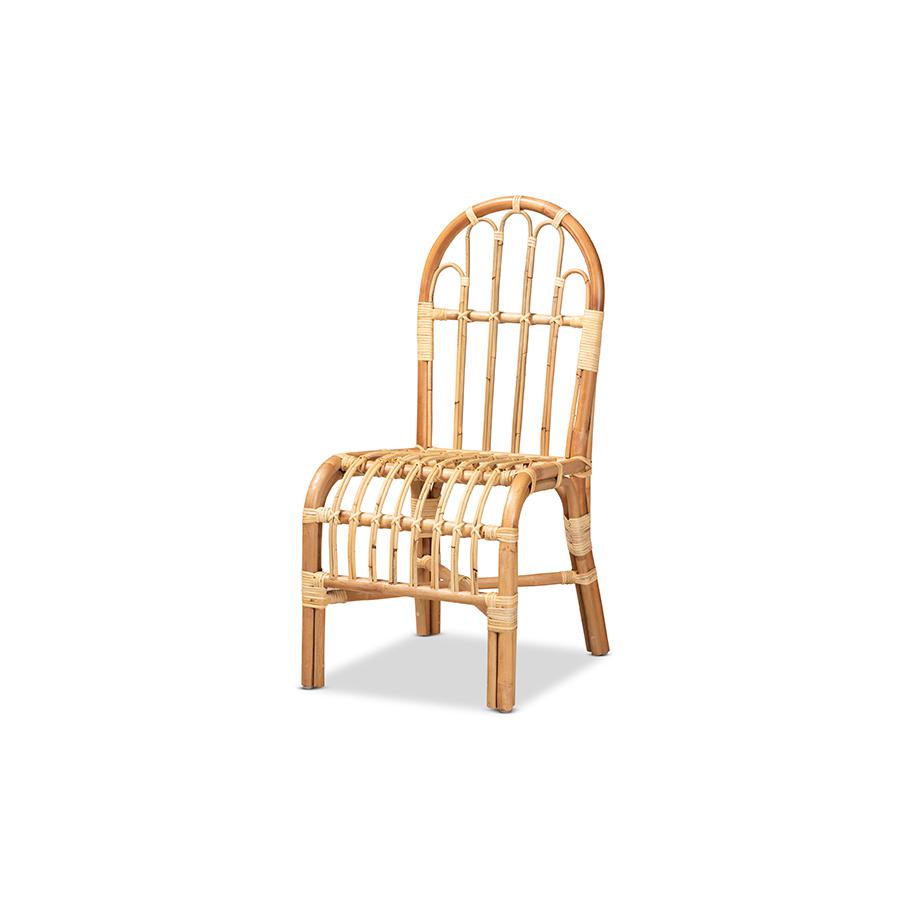 bali & pari Athena Modern and Contemporary Natural Finished Rattan Dining Chair. Picture 1