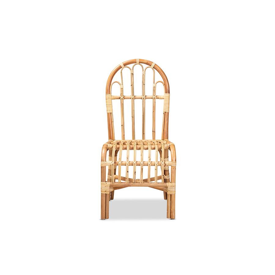 bali & pari Athena Modern and Contemporary Natural Finished Rattan Dining Chair. Picture 2